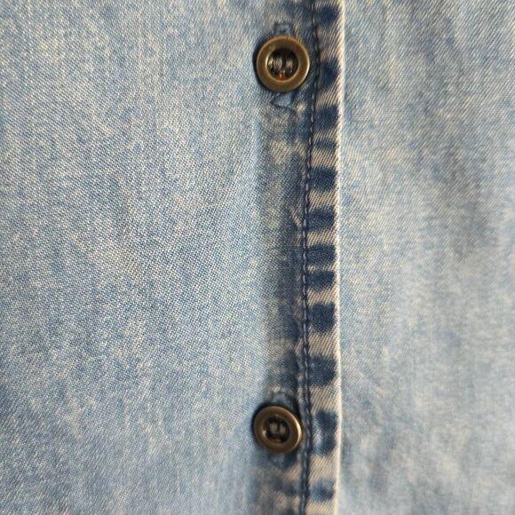 Jane & Delancy Button Up Tie At Waist Blue Short-sleeved Blouse. Size L - Picture 3 of 8